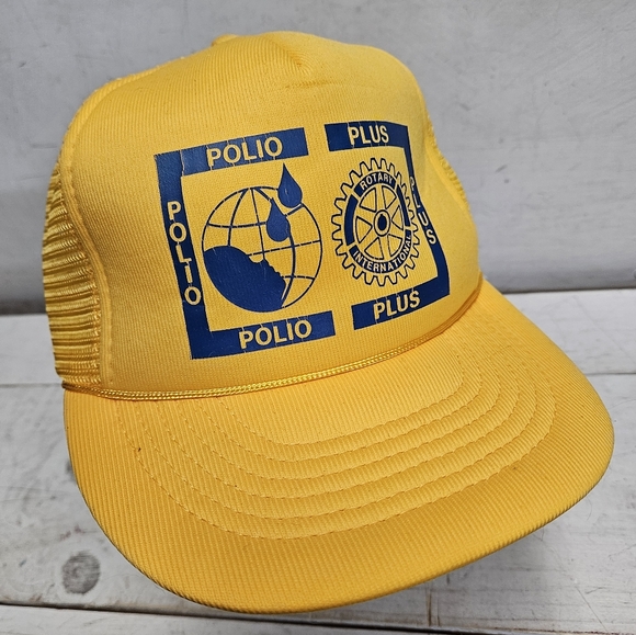 Vintage Rotary International Polio Plus yellow snapback trucker style hat 80 90s - Picture 2 of 8